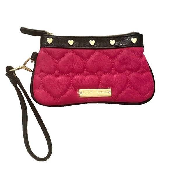 Betsey Johnson Handbags - Betsey Johnson Pink and Black Heart Clutch